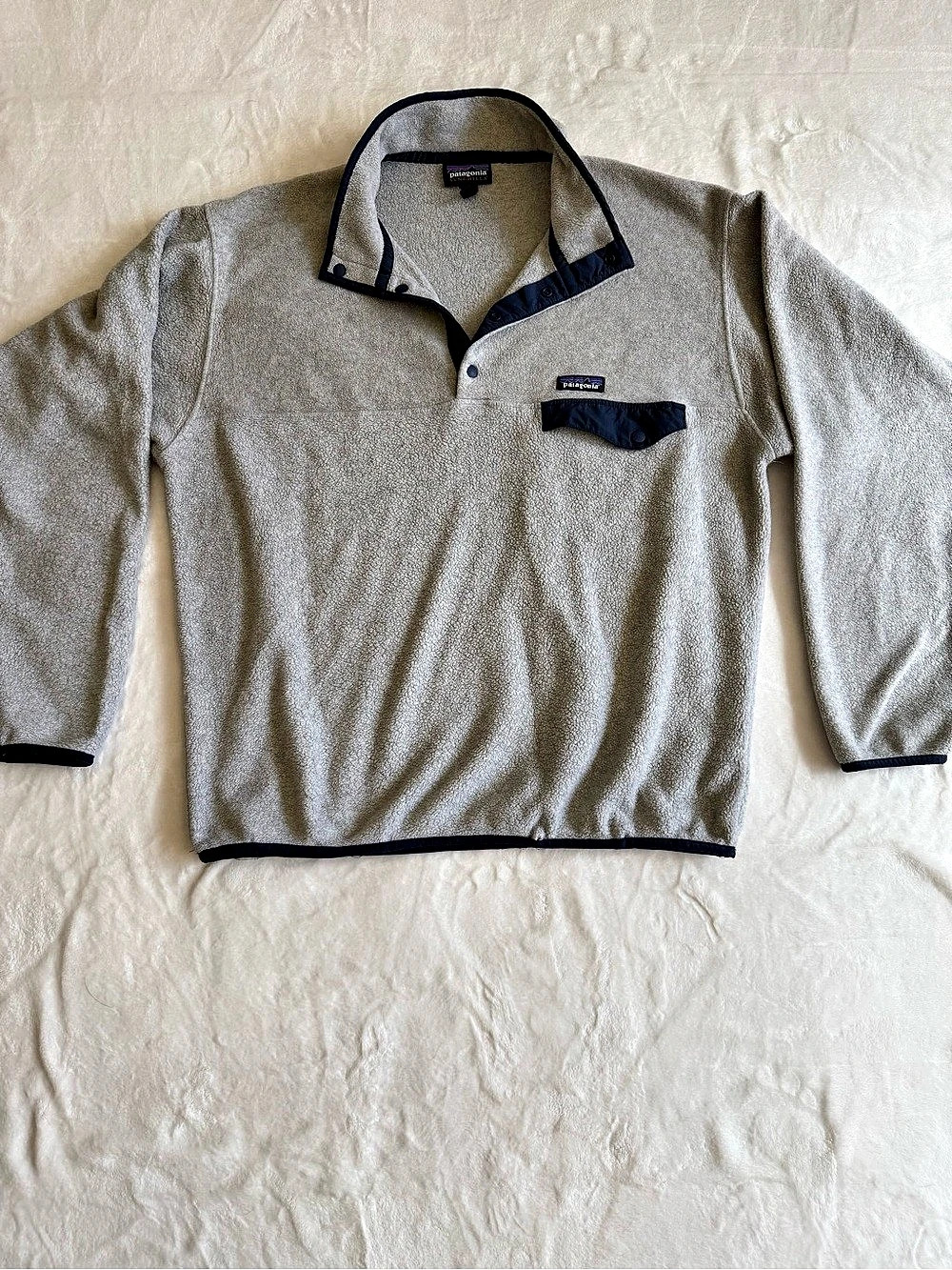 Patagonia Lightweight Synchilla Snap-T Pullover Fleece Gray & Blue